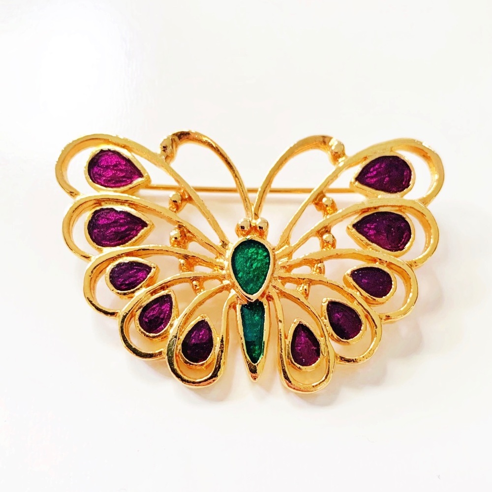 Vintage Gold Tone Butterfly Brooch